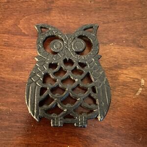 Owl Vintage Cast Iron Trivet Taiwan Rustic Kitchen Décor Spoon Rest Wall Art